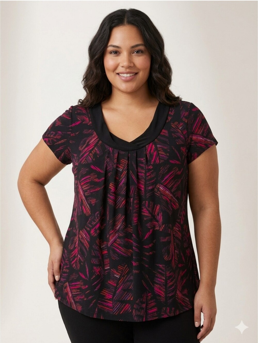 Woman's Worthington Plus Stretch Patterned Blouse